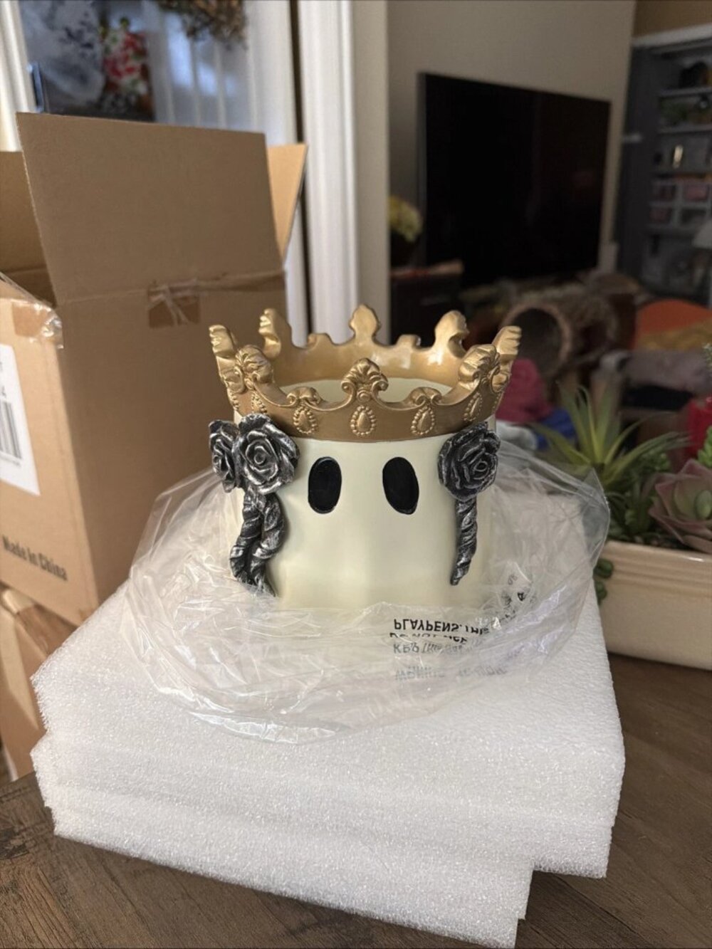 Yankee Candle Halloween Royal Ghost Resin Large Jar Candle Holder - NIB
